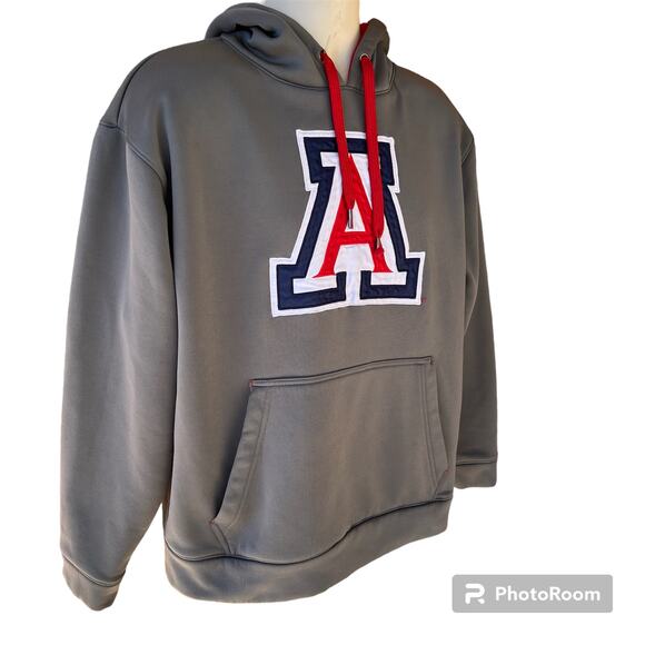 University of Arizona U of A Pullover Hoodie Sweatshirt Gray Wildcats Mens M - Picture 2 of 6